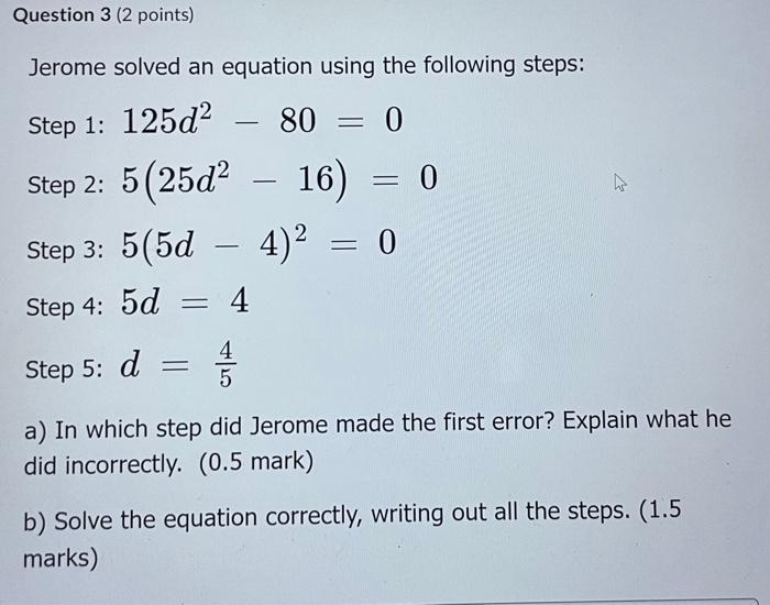 Jerome solved the equation below by graphing